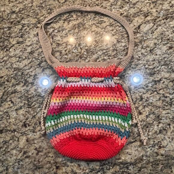 The Sak Originals Multicolored Shoulder Drawstring Purse Stripe Hobo Bag BOHO - Picture 2 of 10